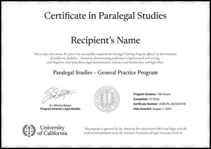 Does a paralegal certificate need to be ABA approved