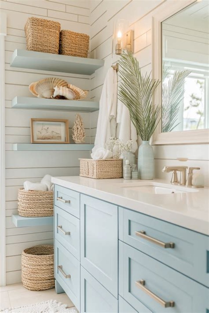 How can I make my bathroom look beachy