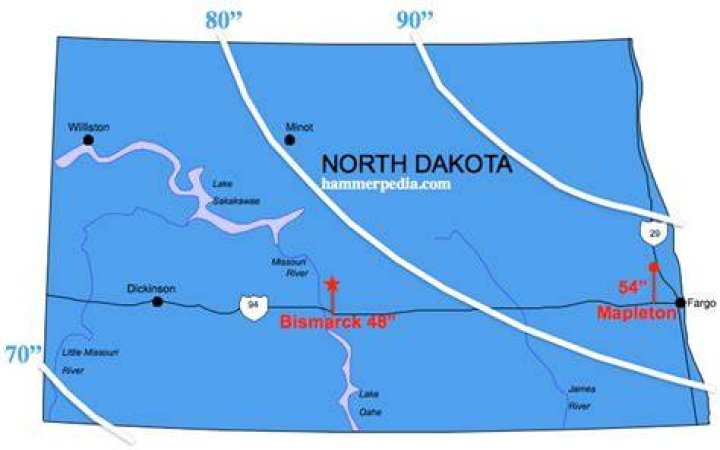How deep is the frost line in North Dakota