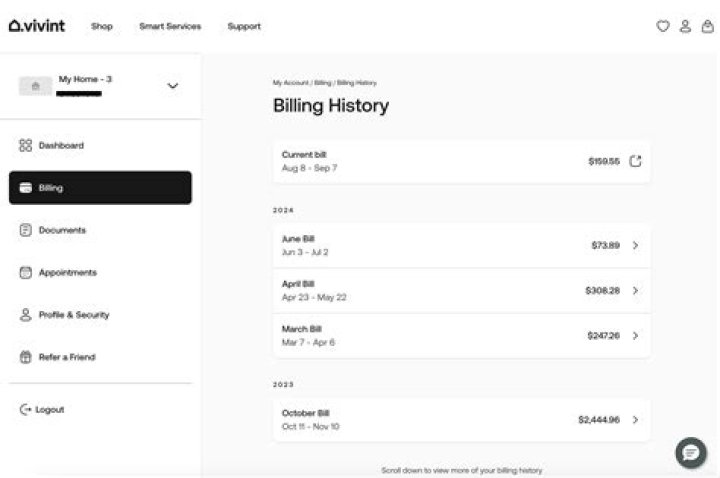 How do I check my vivint bill online