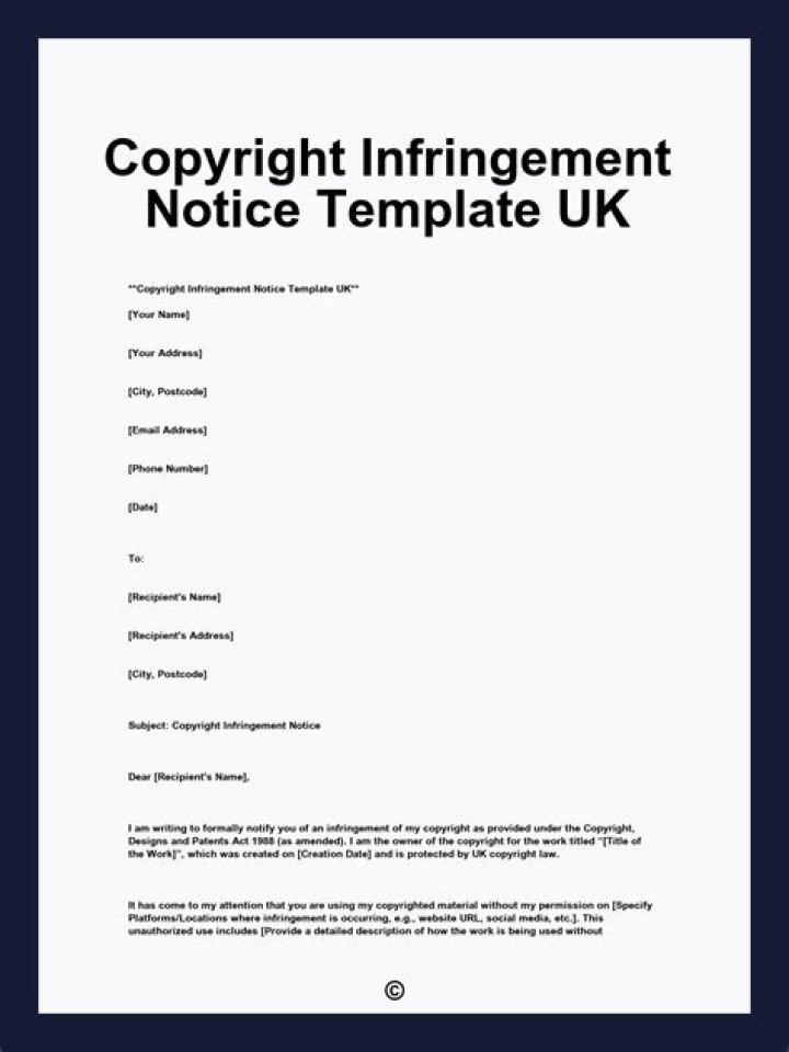 How do I write a copyright infringement notice?
