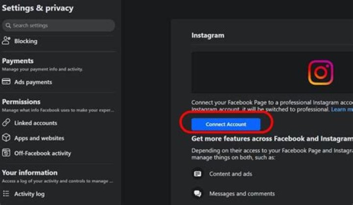 How do you link Instagram to Facebook page