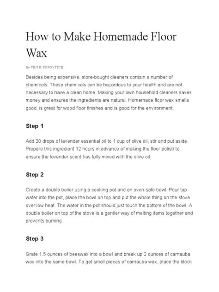 How do you make homemade floor wax