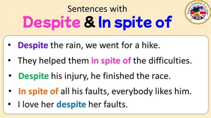 How do you use inspite of and despite in a sentence