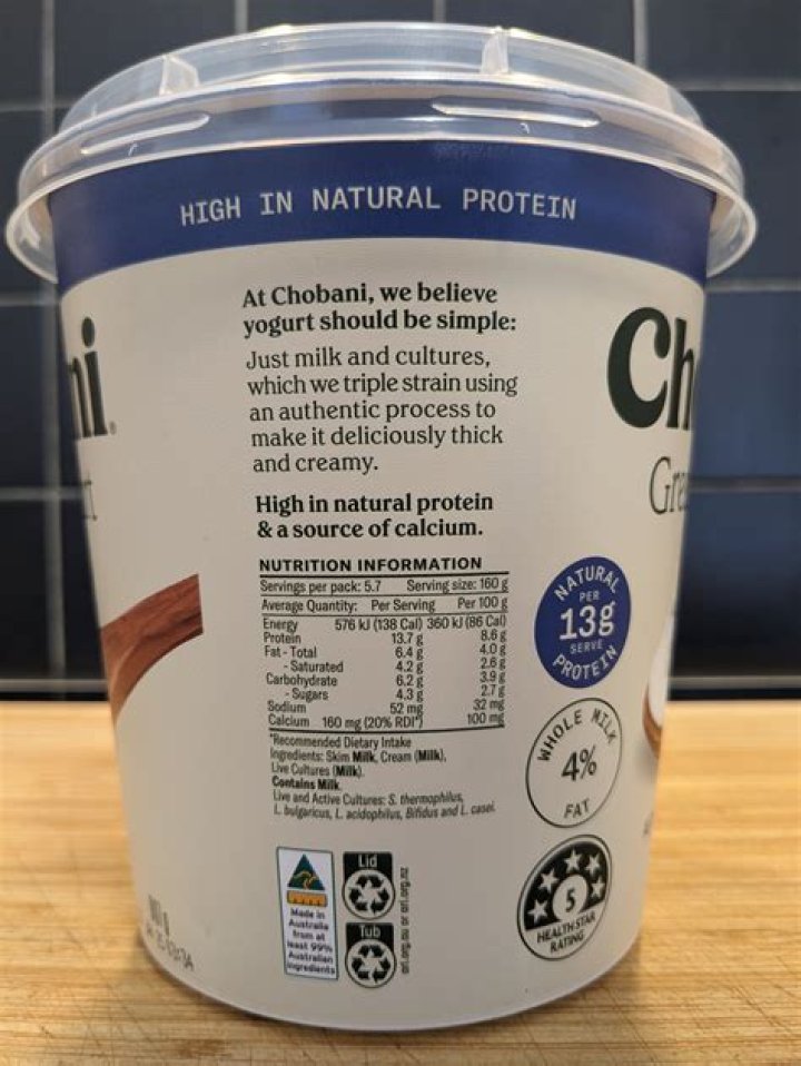How many calories are in chobani plain Greek yogurt