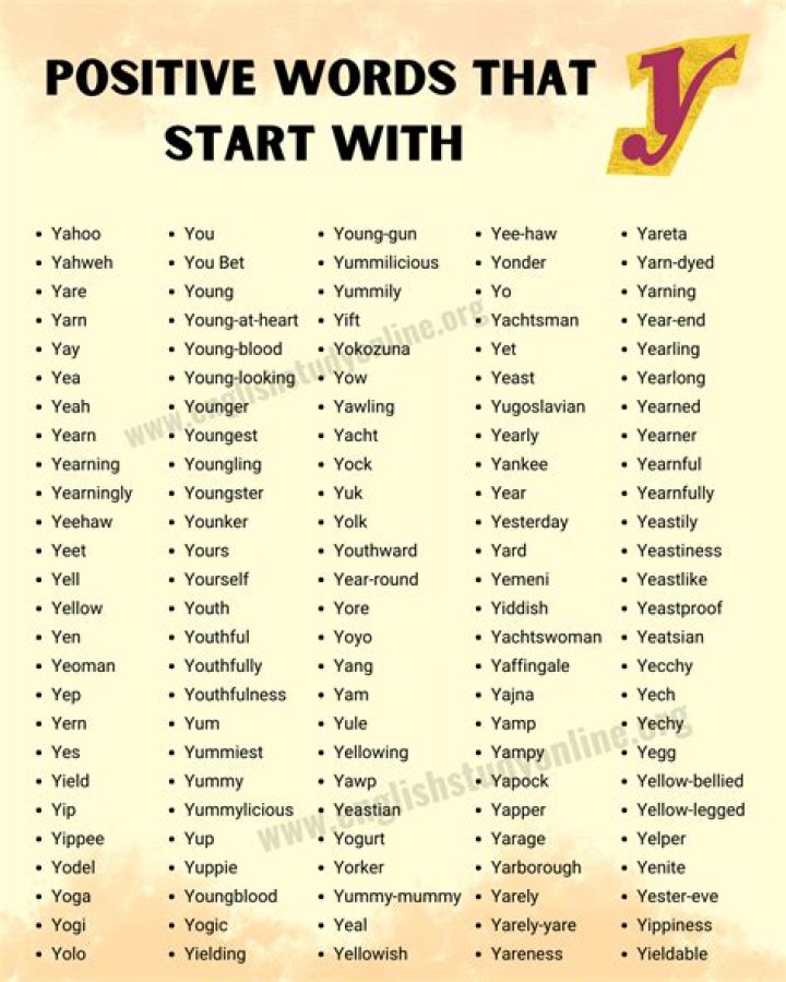 How many describing words are there that start with Y?