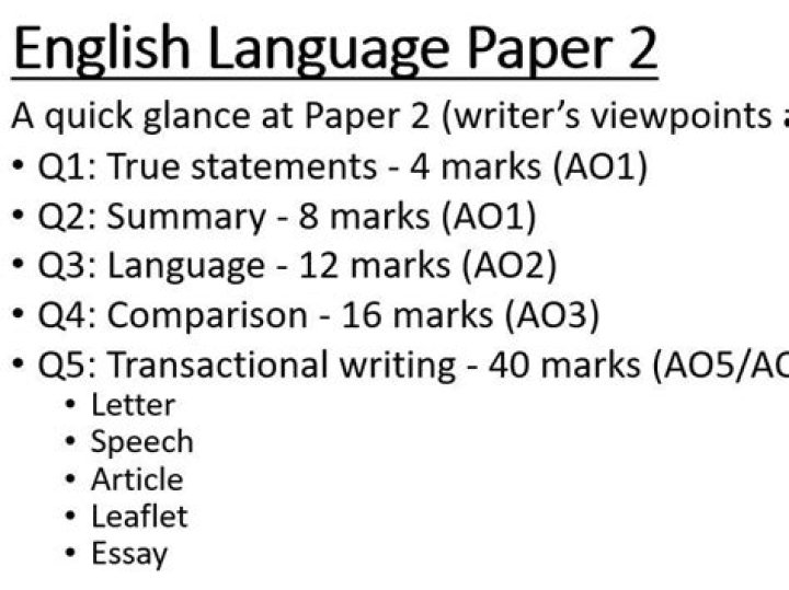 How many marks is English Language Paper 2