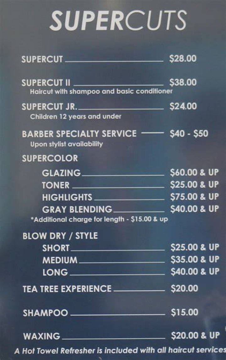 How much is a haircut at Supercuts?