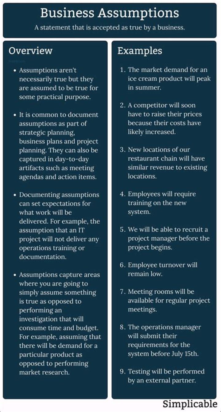 What are assumptions in business