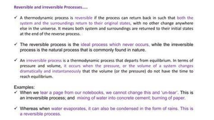 What are examples of reversible and irreversible processes in the real world?