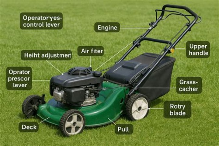 What are the parts of a push mower