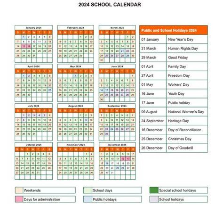 What are the school holidays in California?