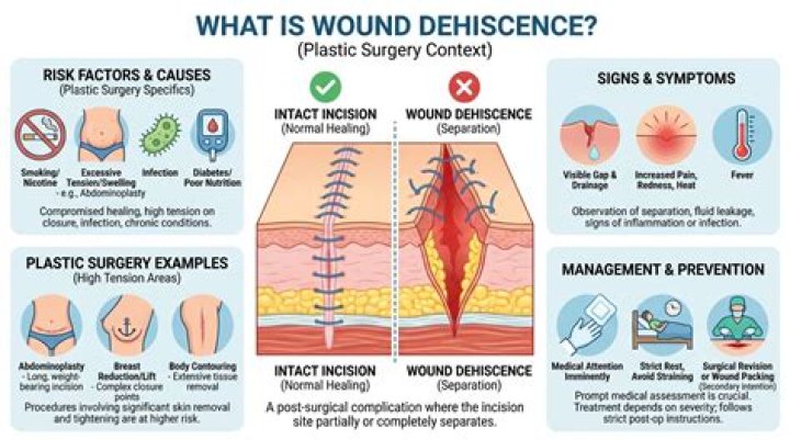 What causes dehiscence in wounds