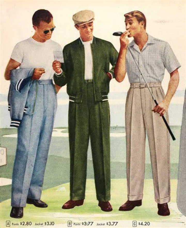 What did men typically wear in the 1950s?
