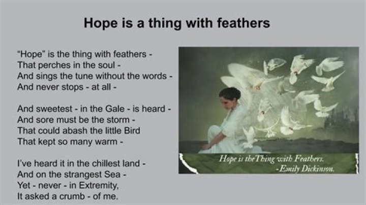 What does the poem Hope is the thing with feathers mean