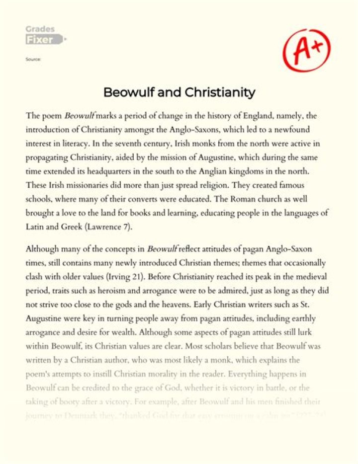 What is an example of Christianity in Beowulf