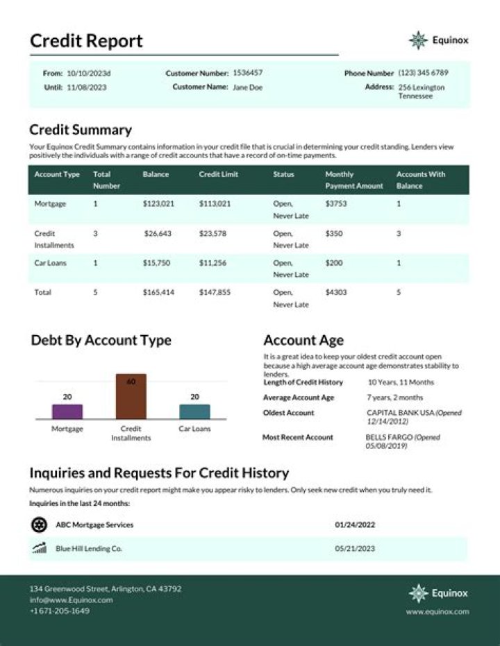 What is on a credit report sample?