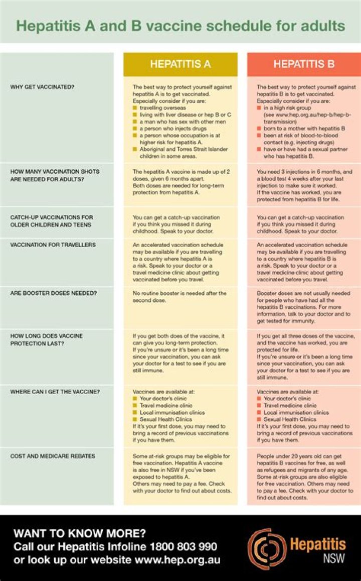 What is the schedule for hepatitis B vaccine for adults?