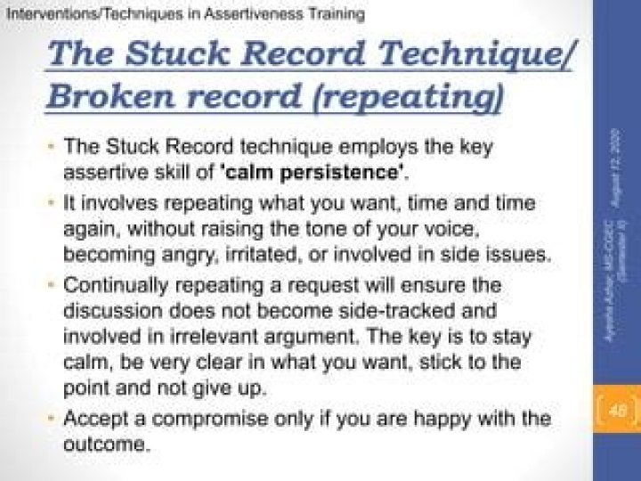 What is the stuck record technique?