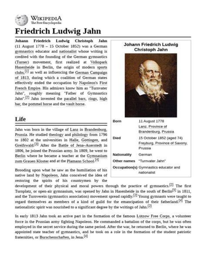What was Friedrich Ludwig Jahn contribution?
