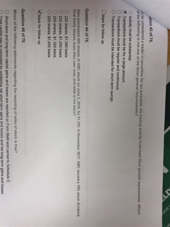 Who is considered a trader in securities for tax purposes